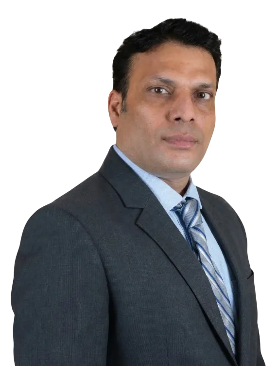 Abdul Qaiyoom CEO of PixAI - Man in a dark gray suit and blue tie in a professional portrait
